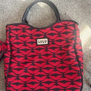 LULU Red and Black Kiss Tote Bag